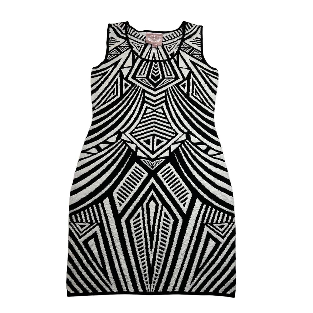 Romeo & Juliet Couture Sleeveless Abstract Print Knit Bodycon Dress Size S NEW